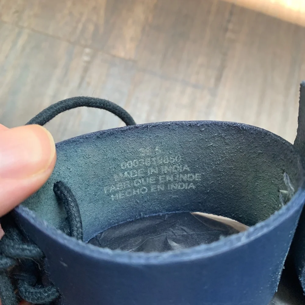NEW Free People Vacation Day Leather Wrap Sandal Denim Blue Size 8.5 - Picture 8 of 11